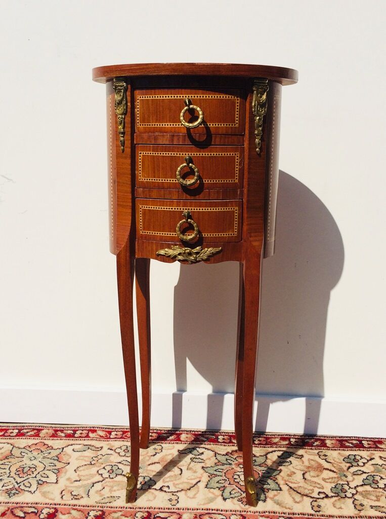 Console - table pedestal table marquetry style louis xv