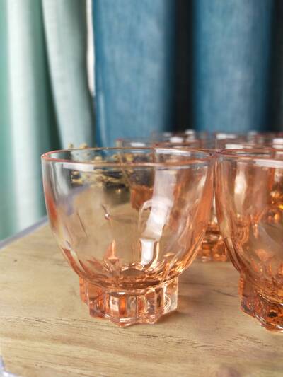 Lot de 27 Verres rosaline Art Déco