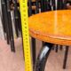 Vintage black wooden and metal stool, 1970s.