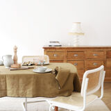 Camel linen tablecloth and towels