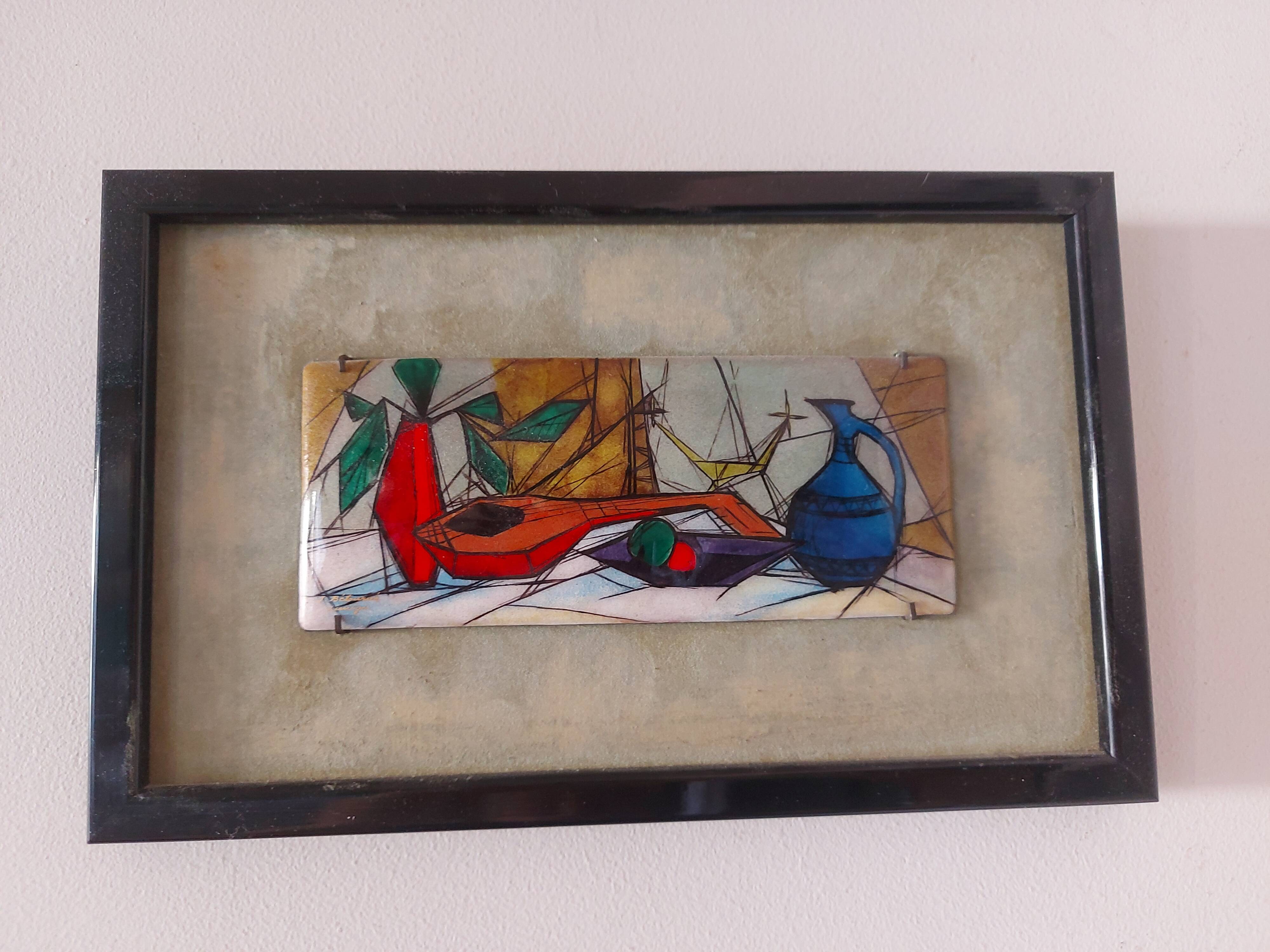 Enameled painting by the artist Tugomir Huberger, master enameler Jean Bétourné, Limoges