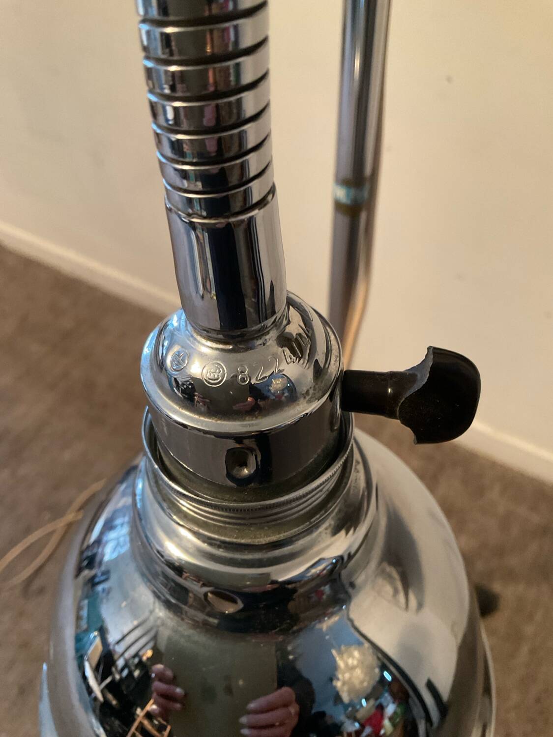 Lampadaire médical ou d’atelier des années 50-60 en métal chromé 