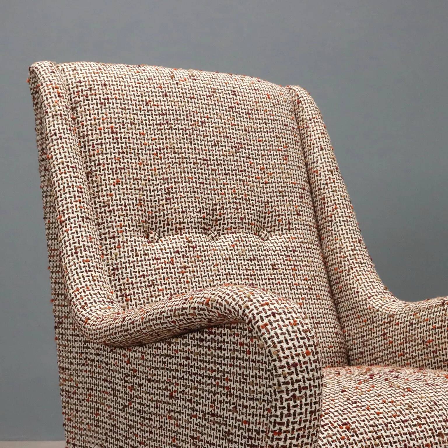 Vintage foam armchair in metal and brass, design, Italy, 1960s