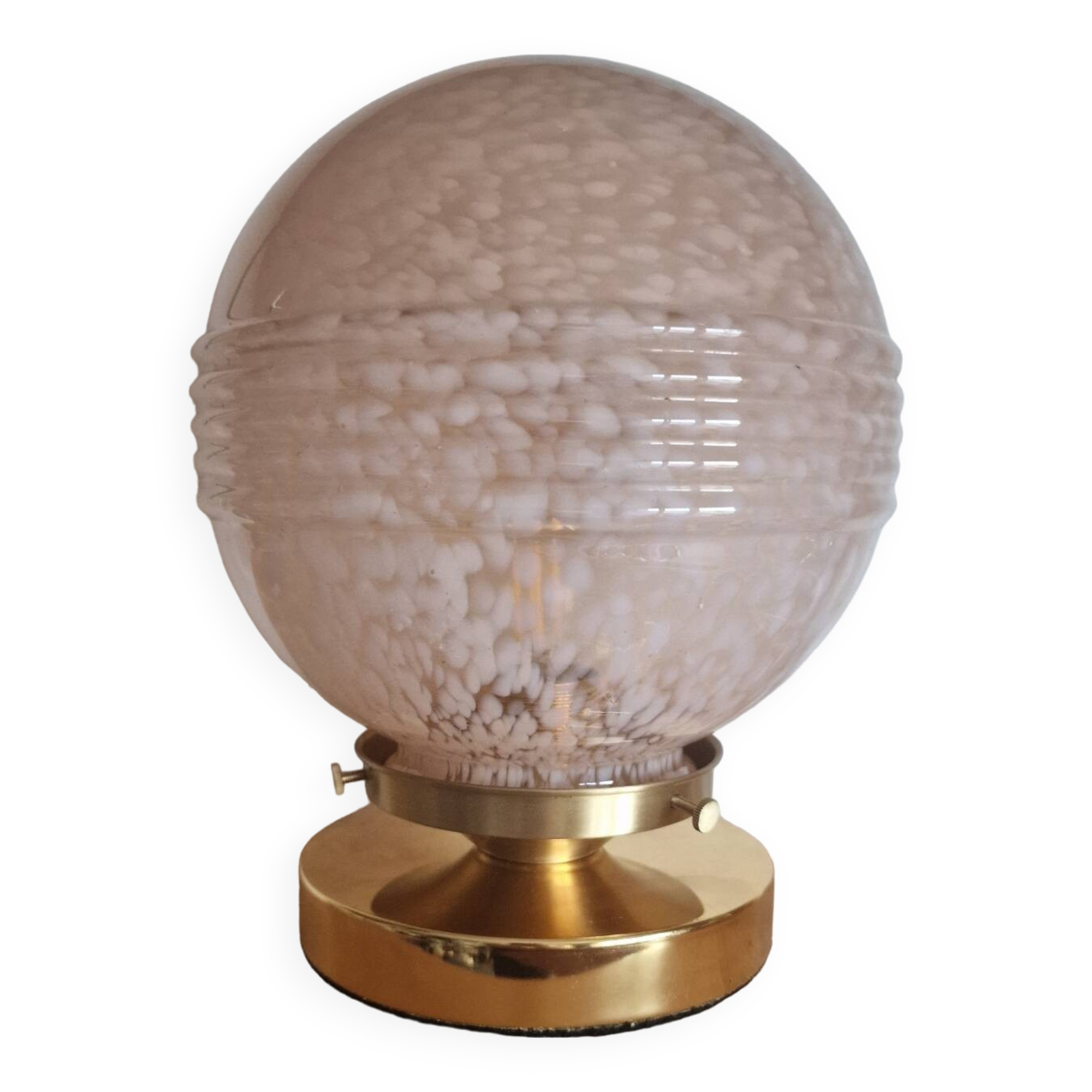 Pink Clichy glass globe in touch lamp