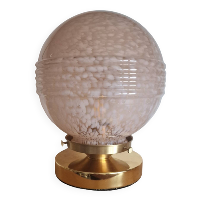 Globe verre de Clichy rose en lampe tactile