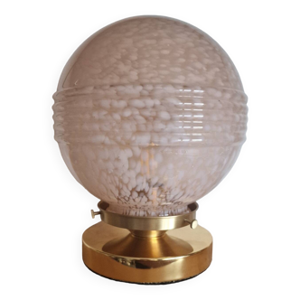 Pink Clichy glass globe in touch lamp