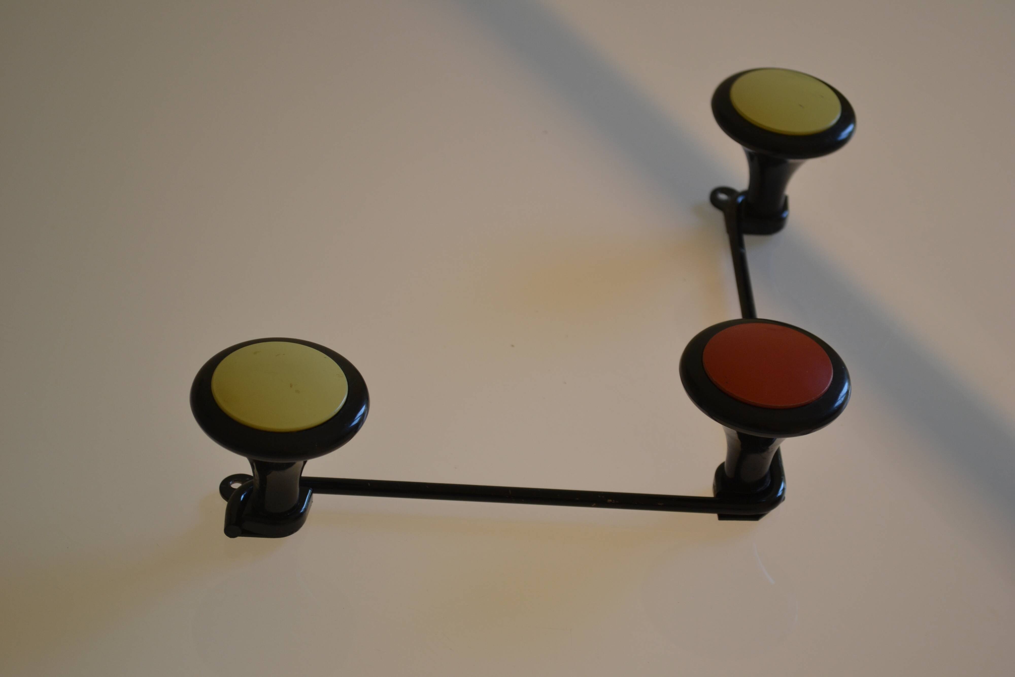 Wall coat rack with 3 hooks circa 1960s