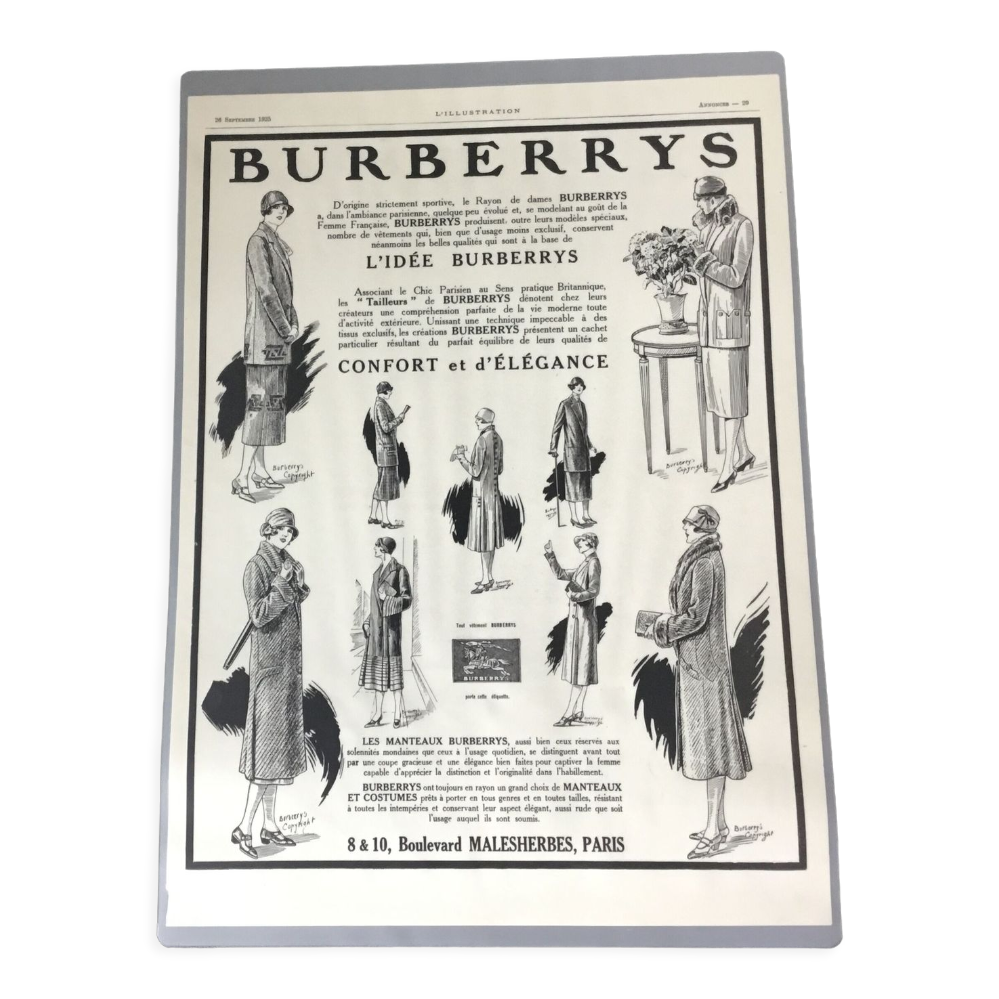 Vintage advertising to frame burberrys