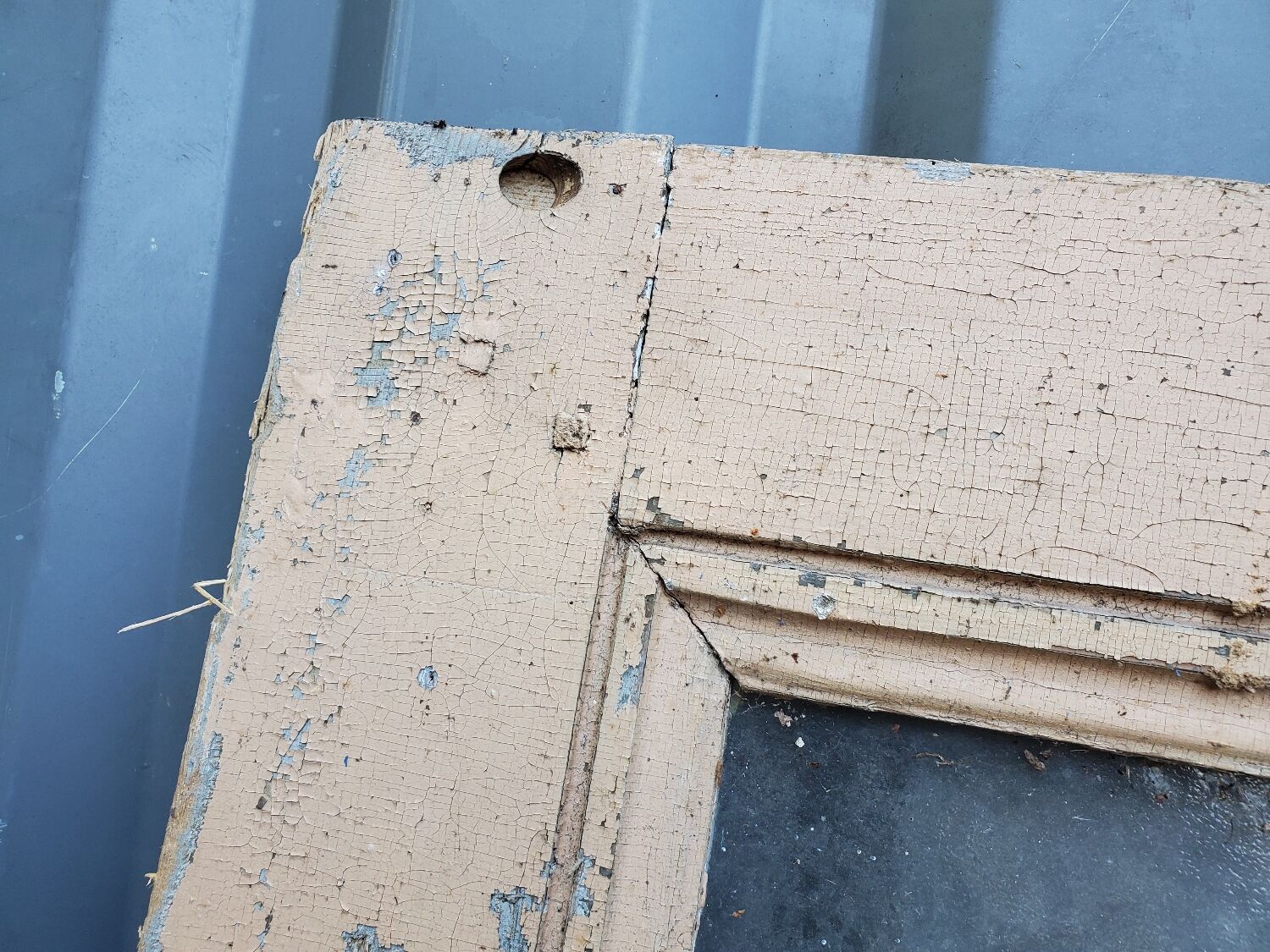 Old fir glass door