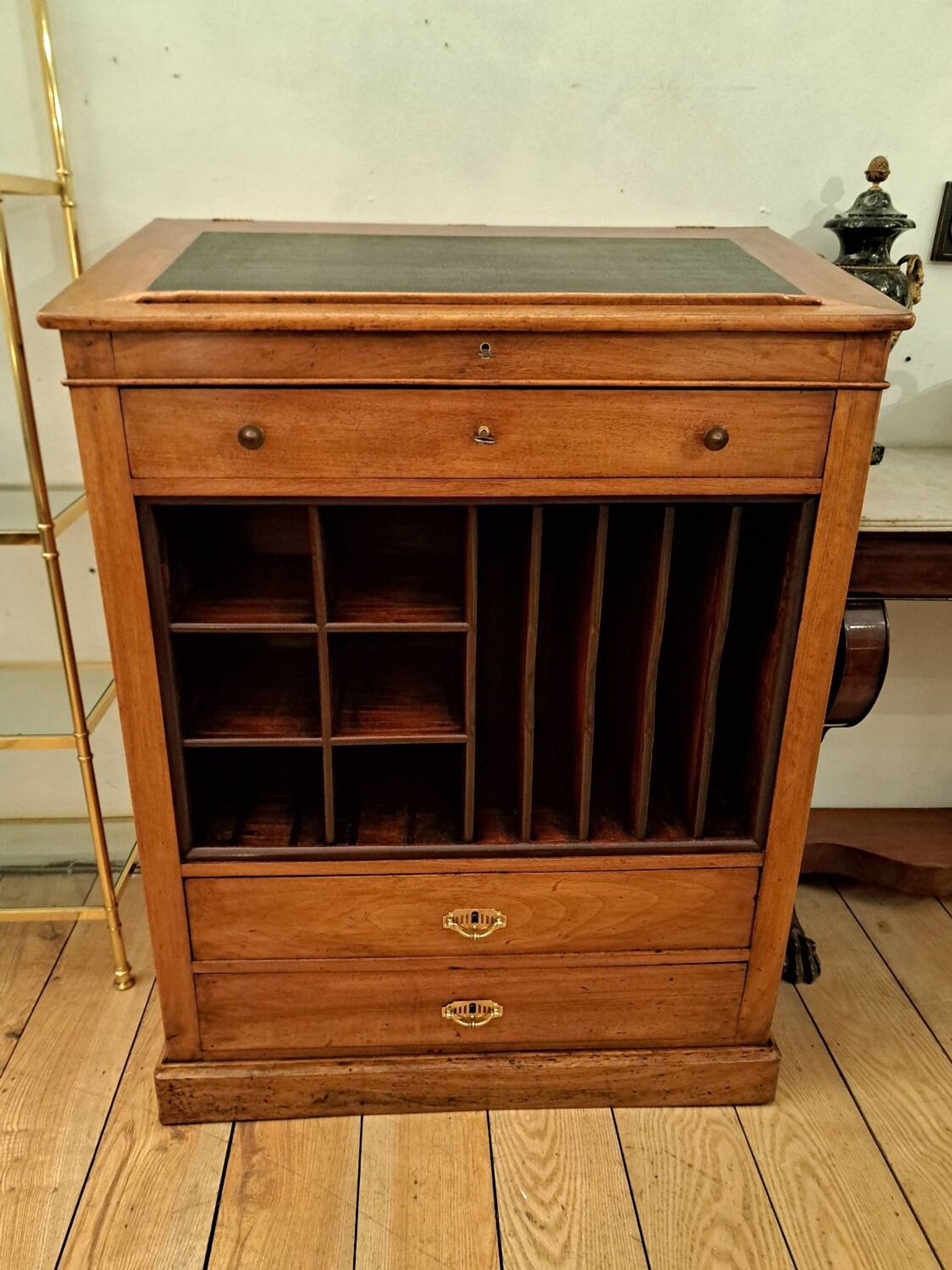 19th-century walnut writing desk.