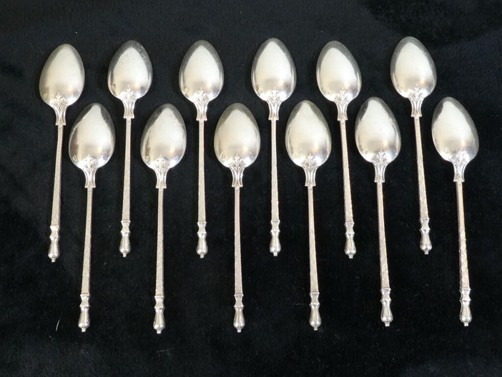 12 small spoons in silver massive 19th round a russian