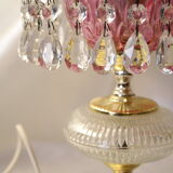 Glass and crystal pink boudoir grapevine lamp