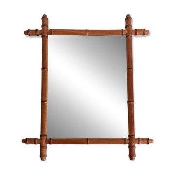 Miroir en faux bambou Art Nouveau, 65 cm / 25,8", fait à la main, bois, vers 1900