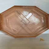 Ancien plat plateau en verre rose style Rosaline A