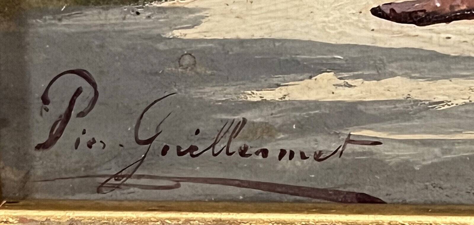 Pierre Guillermet: 19th century watercolor depicting an undergrowth scene animated with characters