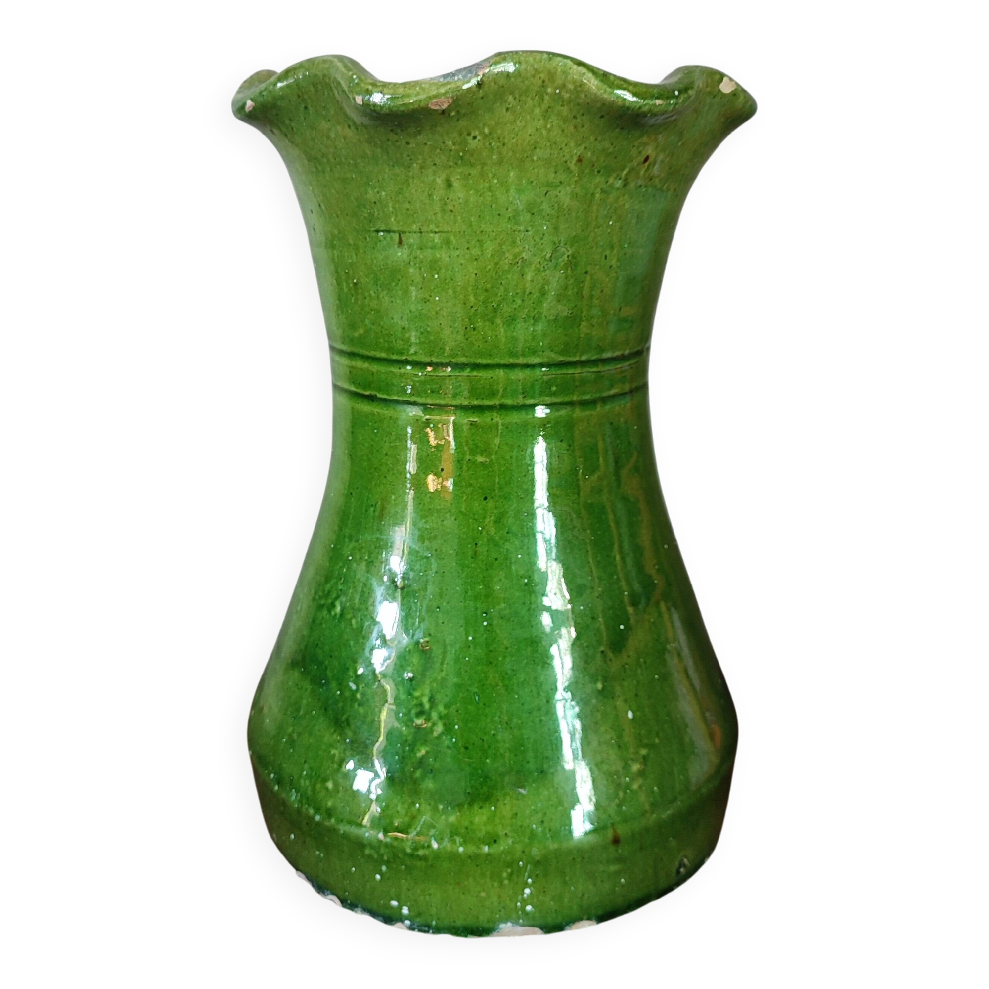 Enamelled vase in handcrafted pottery