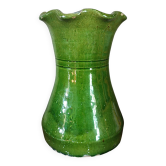 Enamelled vase in handcrafted pottery