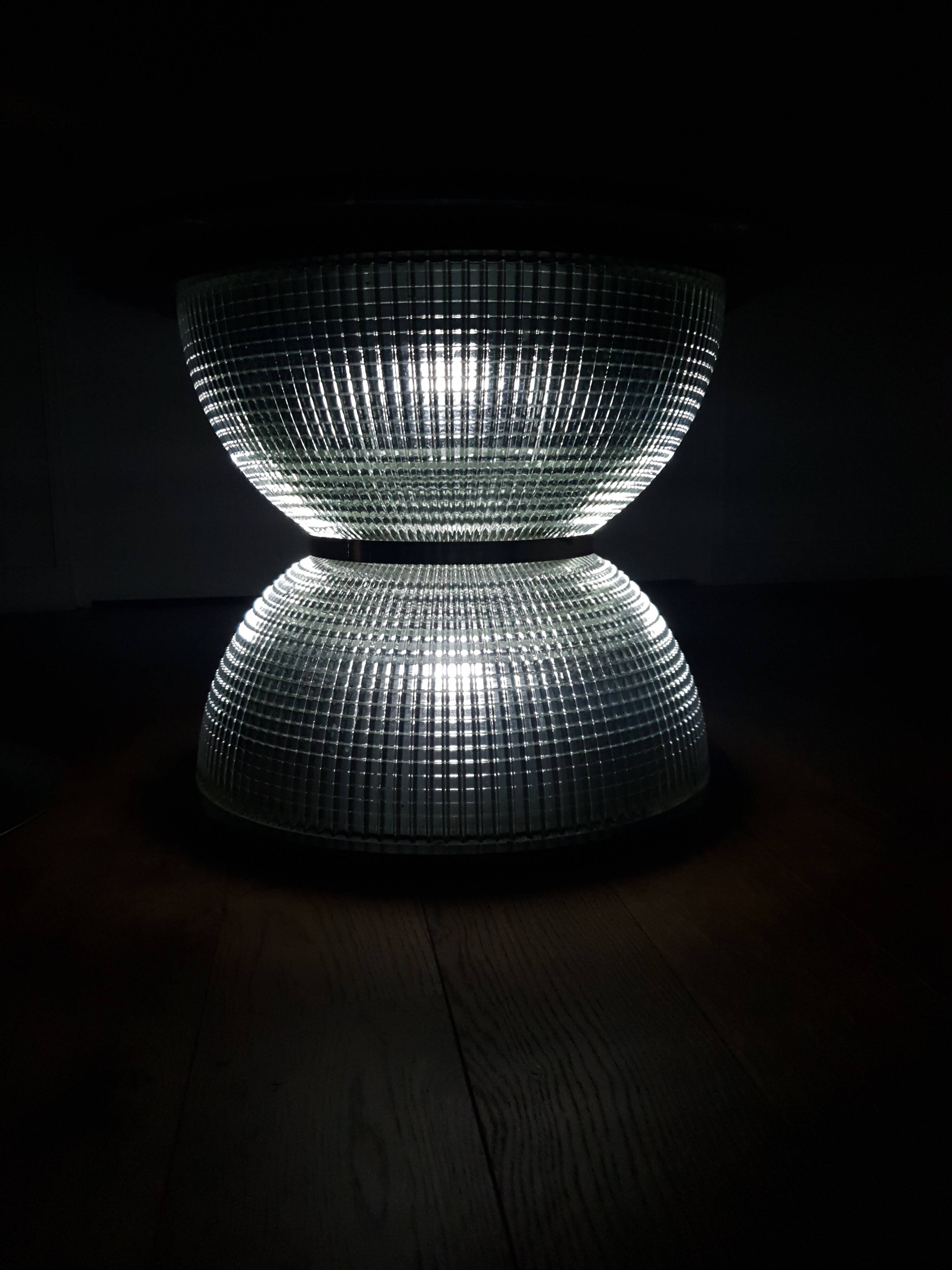 Holophane coffee table in marble and aluminium
