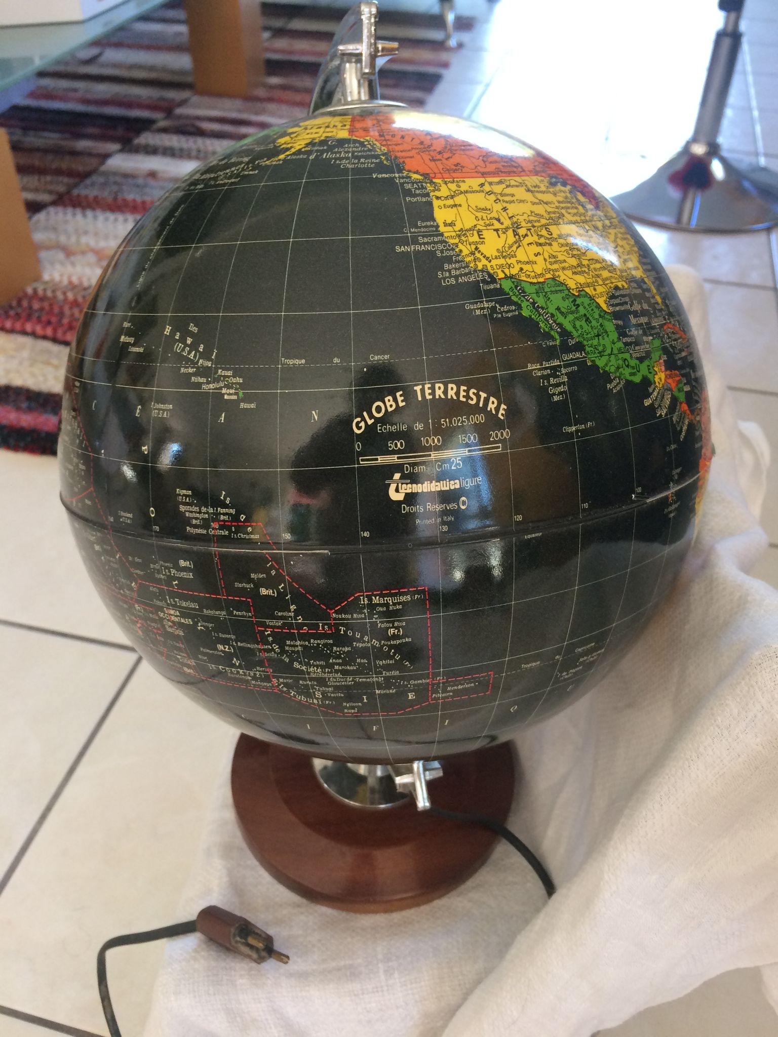 World map in black background