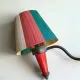 Tripod floor lamp in oak and brass, three lights
