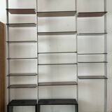 Michel Ducaroy style bookcase, in smoked glass and steel