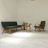 Banquette / Daybed modulable par Tatra , tissu bouclette chinée vert 1960