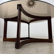 Antique rosewood coffee table with glass top designed by Ingmar Relling for Westnofa, vintage 70s