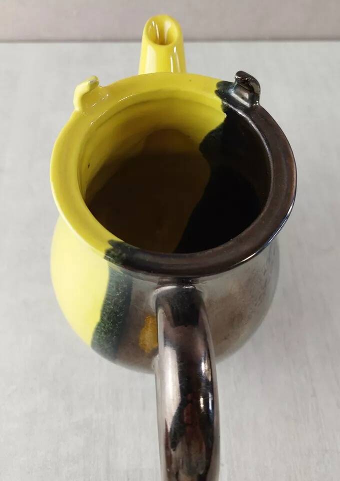 Ancienne cafetière / théière, céramique bicolore, Luc Lucchesi, de Vallauri