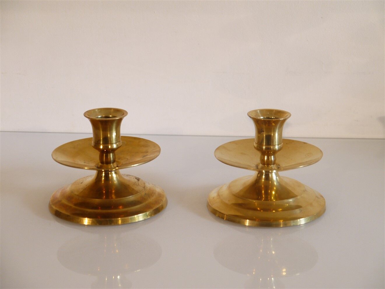 Pair of vintage Scandinavian brass candlesticks 1960