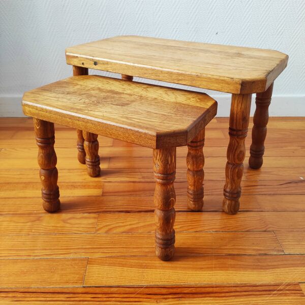 Tables basses gigognes danoises en bois massif – Vintage