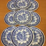 9 blue Luneville KG dessert plates