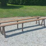 Pair of nineteenth century farmhouse table benches 251cm