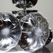 6 vintage-style bistro-style stainless steel dessert bowls on feet