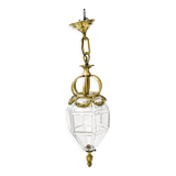 Lantern conical gilded beveled faceted glass old white XIXth