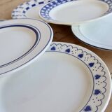 6 vintage mismatched blue and white earthenware dessert plates - Cutie Lot