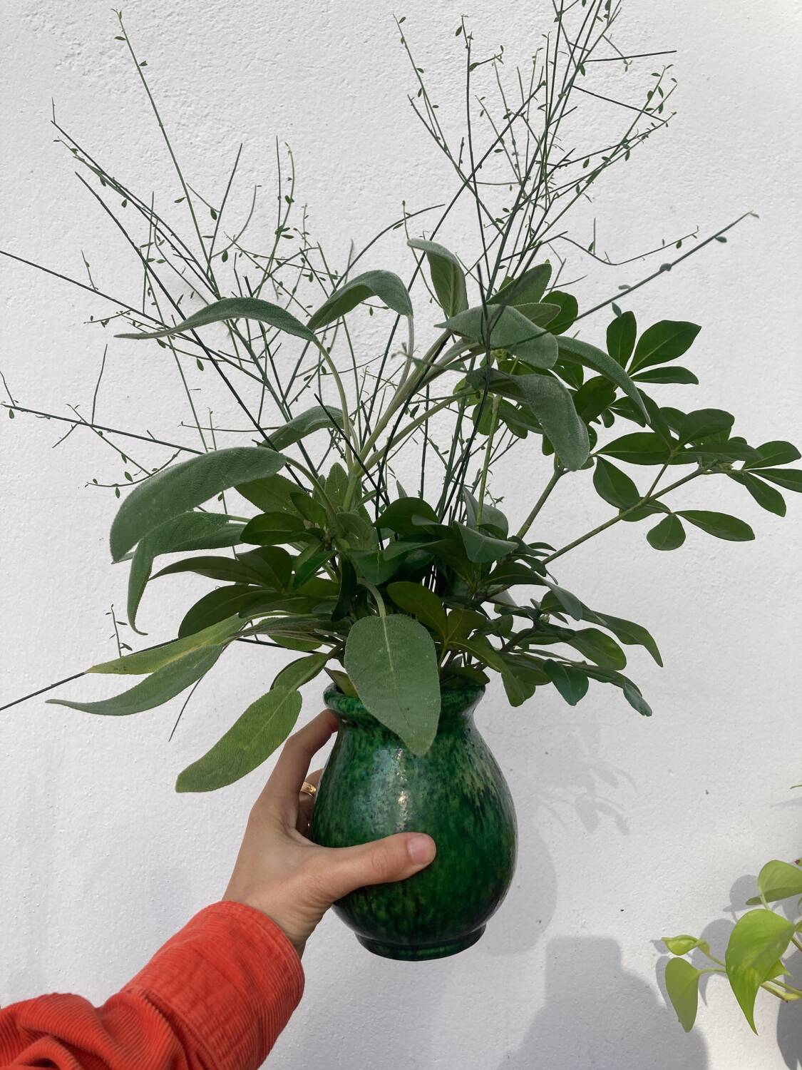 Vallauris 1950 Jordan Foucard vase in green ceramic