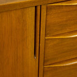 Vintage walnut sideboard with sliding doors and drawers 1960s