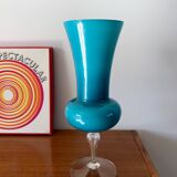 Grand vase en opaline bleu géant années 50-70