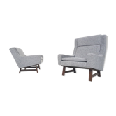 Set of two Dutch design lounge chairs with wenge feet