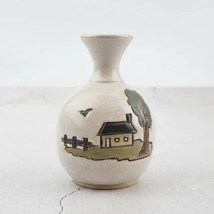 Petit vase vintage campagne en grès poterie Biron à Bouffioulx