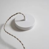 Suspension plissée "Olga" tissu à carreaux terra et finition bois tourné