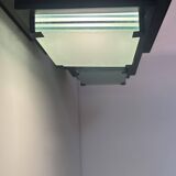 Pair of vintage post modernist wall lights, glass and sandblasted glass, France 1980