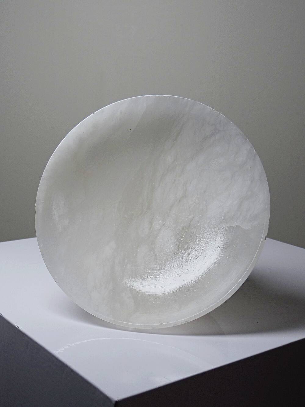 Vintage alabaster white bowl or catchall, Italy 1960s-70s.