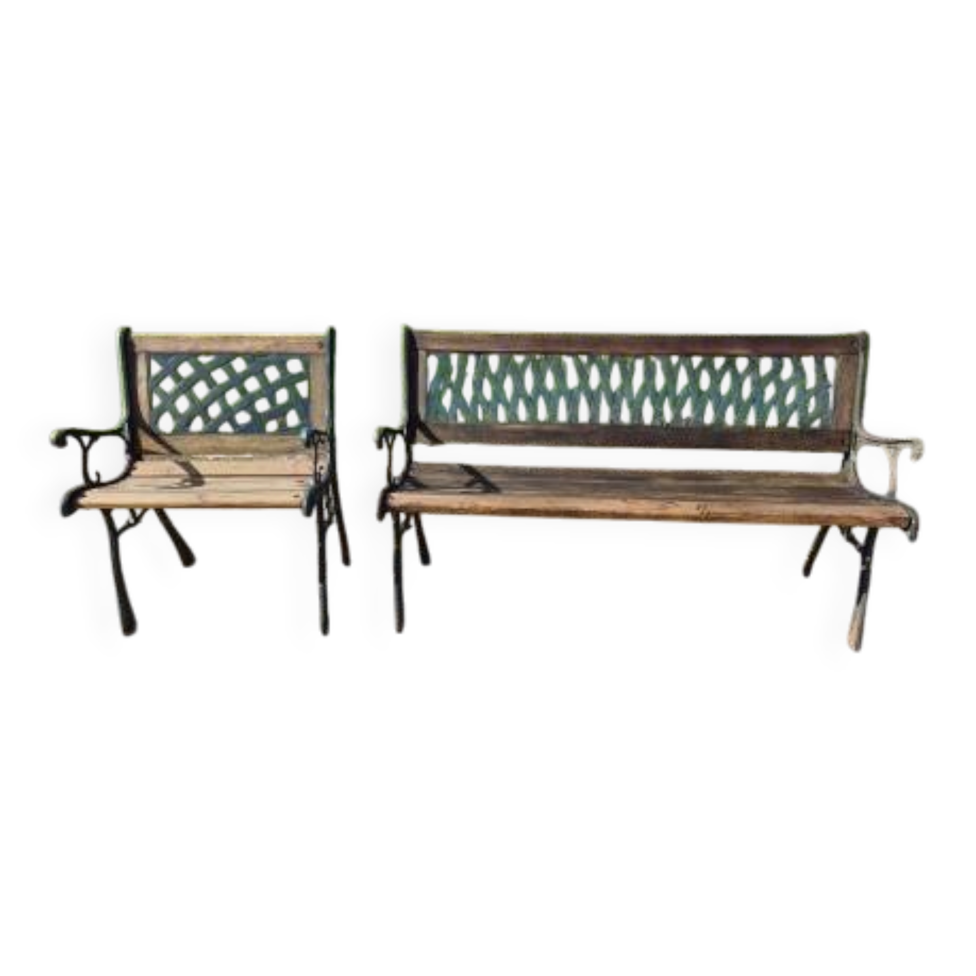 Banc + Fauteuil de Jardin Fonte et Bois