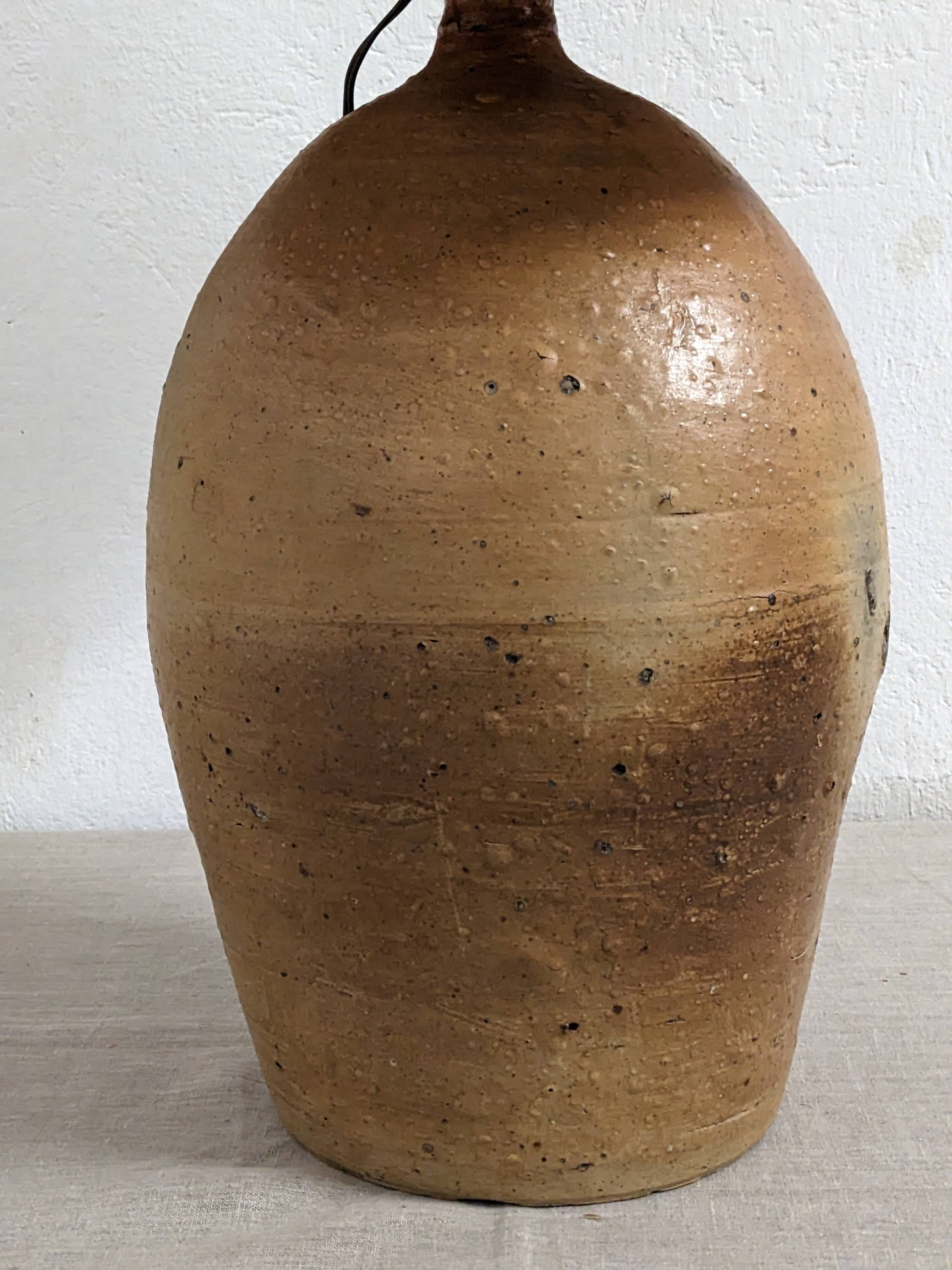XXL lamp in glazed stoneware and jute rope circa 1960