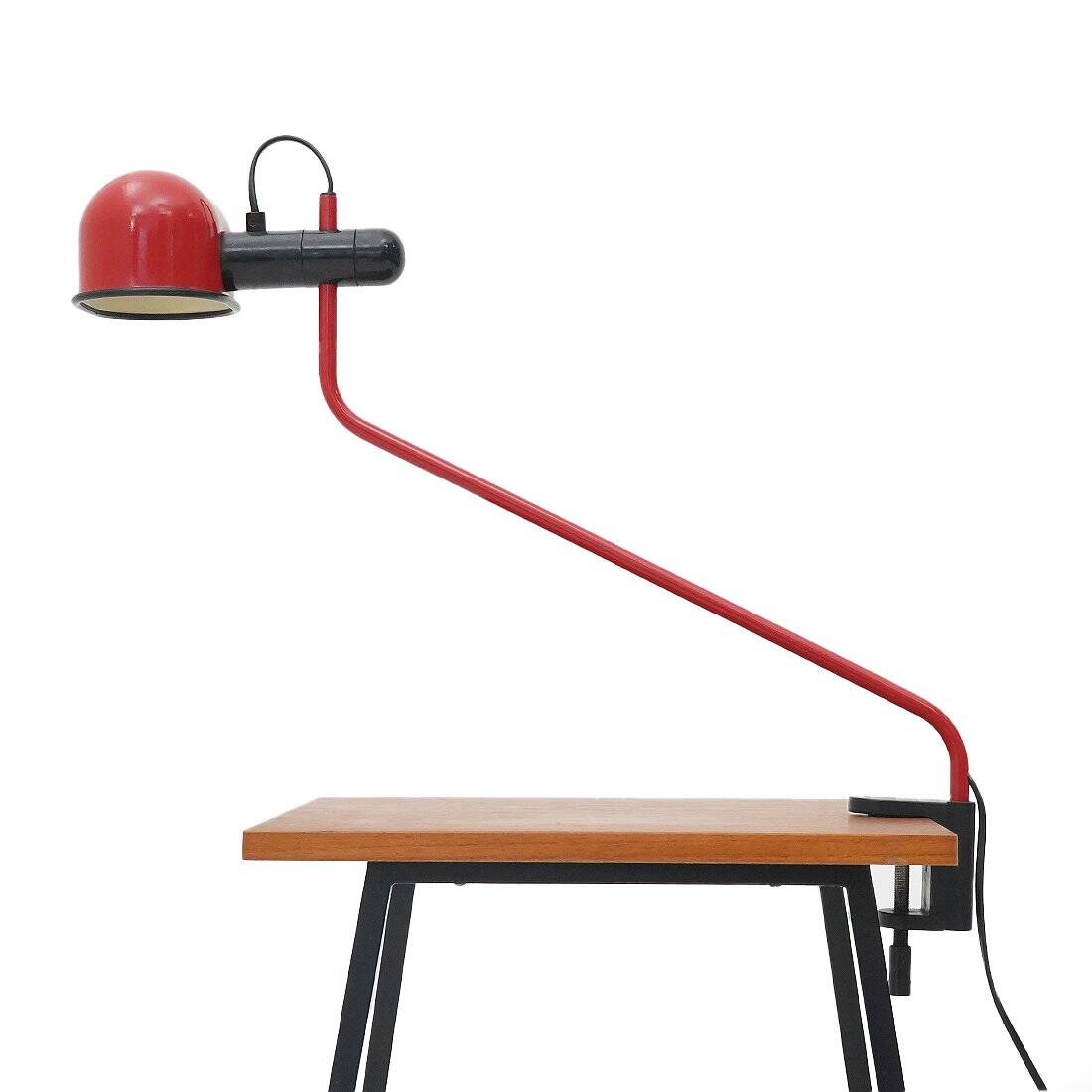 Lampe à pince métallique rouge de F. Fabbian, années 1980
