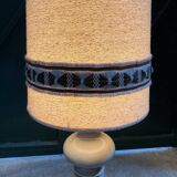Beige ceramic lamp with crackle look, vintage 1970