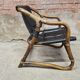 Pair of vintage skaï bamboo armchairs