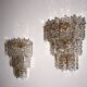 Set of 2 Kinkeldey Hollywood Regency waterfall crystal glass wall lights, 1970