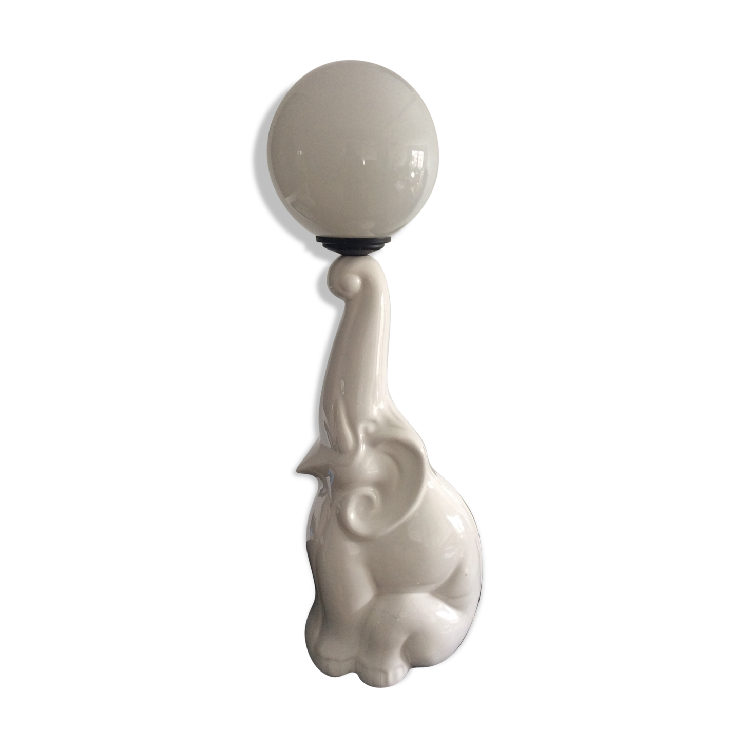 Vintage elephant lamp ceramic and opaline